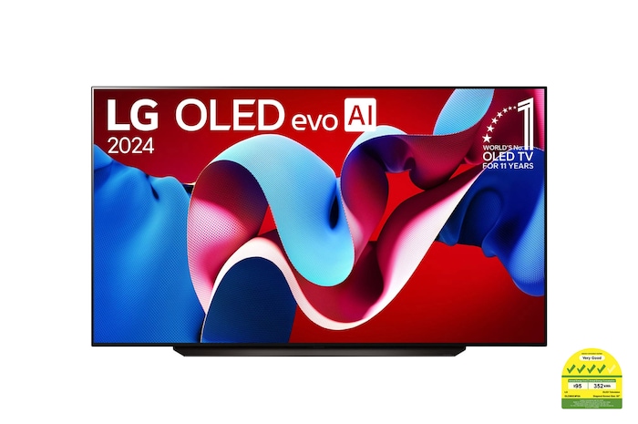 Front view with LG OLED evo and 11 Years World No.1 OLED Emblem on screen