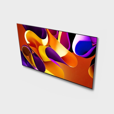 Slightly-angled right-facing side view of LG OLED G4 on the wall