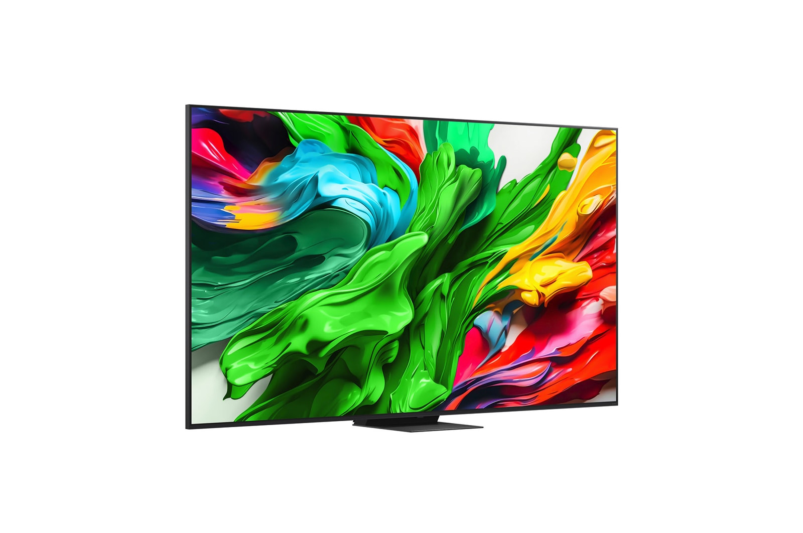 Slightly-angled right-facing side view of LG QNED evo TV
