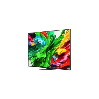 Slightly-angled left-facing side view of LG QNED evo TV