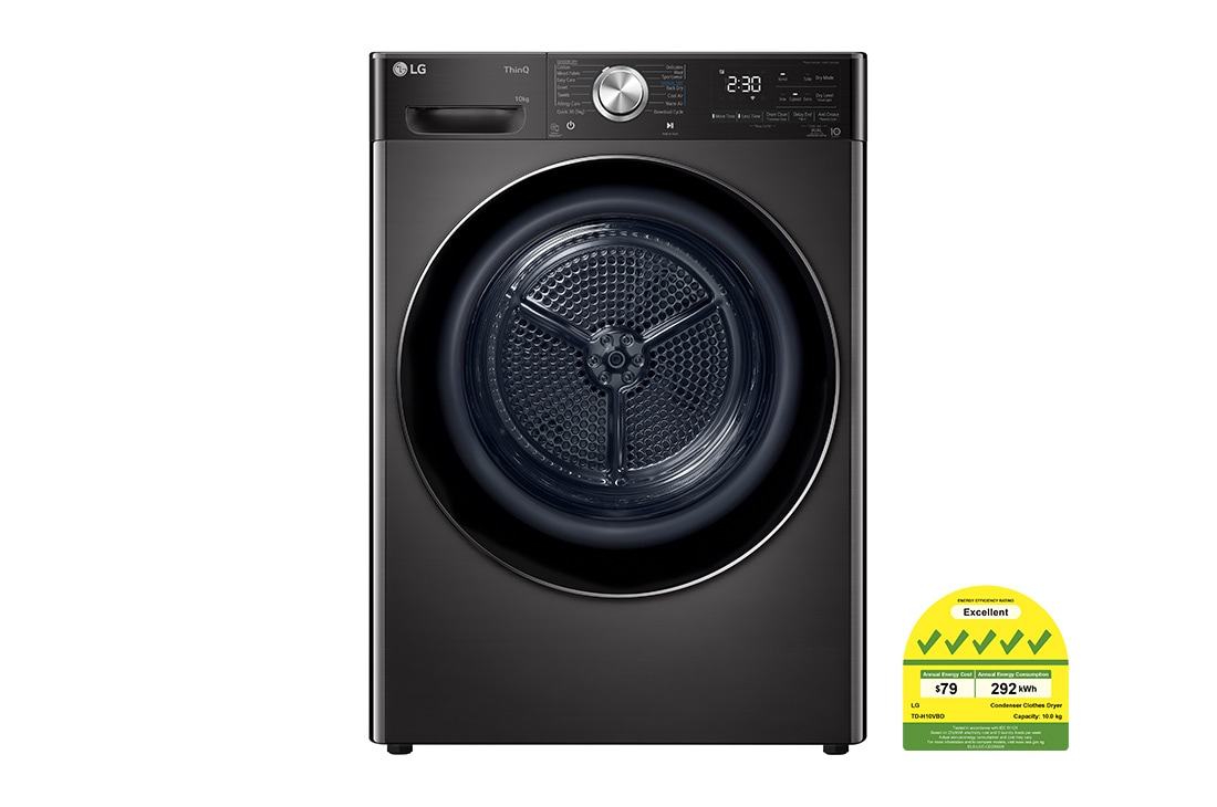 LG 10kg Dual Inverter Heat Pump™ Dryer in Black Steel, TD-H10VBD