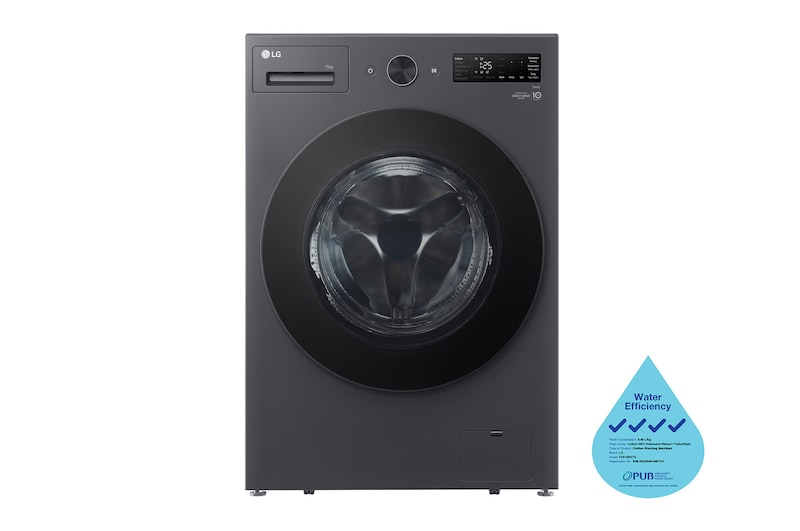 Front view of 15kg Slim Front Load Washer with AI Direct Drive™ and TurboWash™, F2515SNTGE