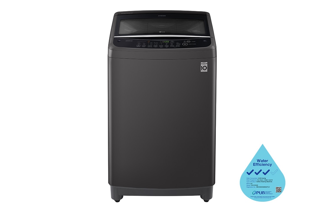 LG 10kg Smart Inverter Top Load Washing Machine in Middle Black, T2310VSAB