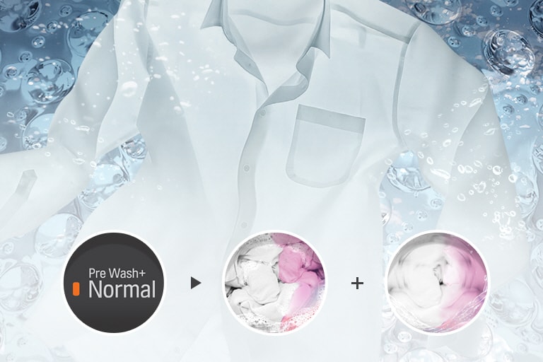 With Pre Wash+ Normal cycle, the side cascade mixes the detergent with the water stream to avoid leaving residues.