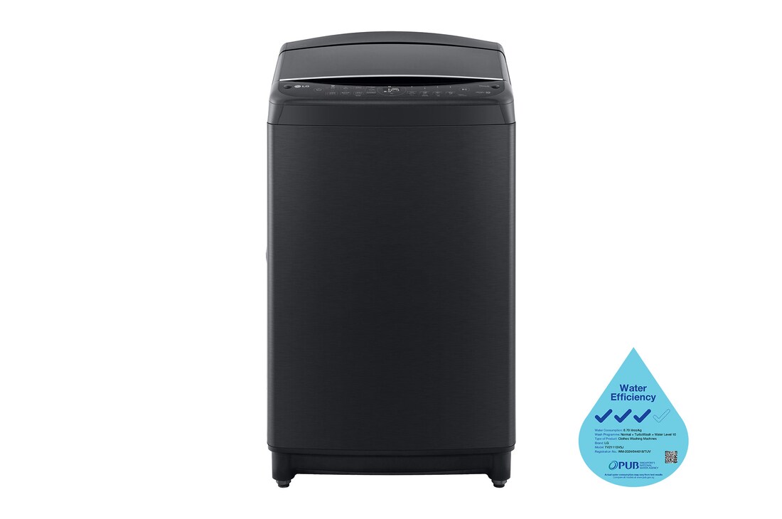 LG AI DD™ Top Load Washing Machine, 11.5KG, Platinum Black, TV2111SV5J
