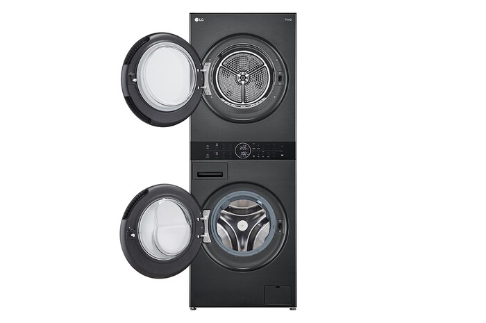 LG 14/10kg AI DD™ Front Load WashTower™ in Black Steel, WT1410NHB