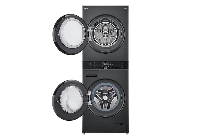 LG 14/10kg AI DD™ Front Load WashTower™ in Black Steel, WT1410NHB