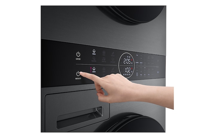 LG 14/10kg AI DD™ Front Load WashTower™ in Black Steel, WT1410NHB