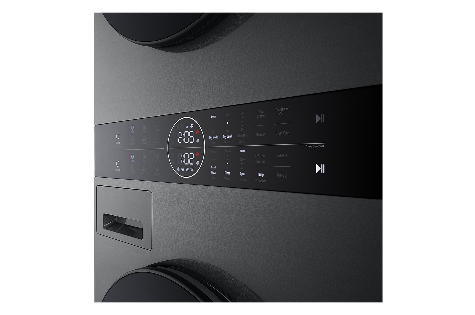 LG 14/10kg AI DD™ Front Load WashTower™ in Black Steel, WT1410NHB