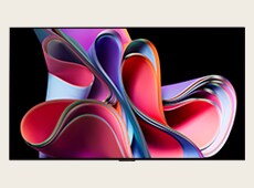 LG OLED G3 showing a colorful abstract artwork. 