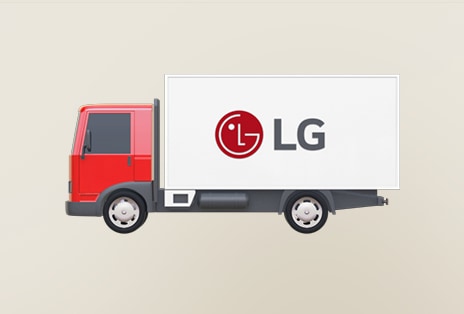 ไอคอนรถส่งของของ LG ที่สื่อถึงบริการจัดส่งฟรี