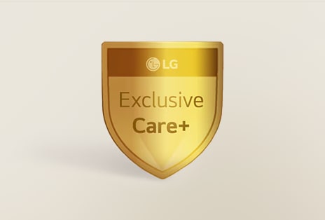 ไอคอน LG Exclusive Care+ ในรูปแบบโล่สีทอง