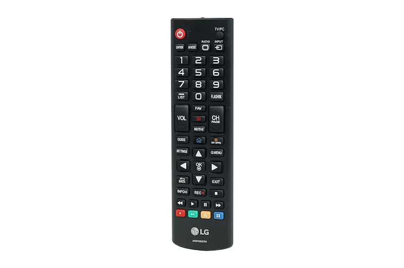 มุมมองด้านหน้าของ รีโมทคอนโทรล TV AKB75055701
