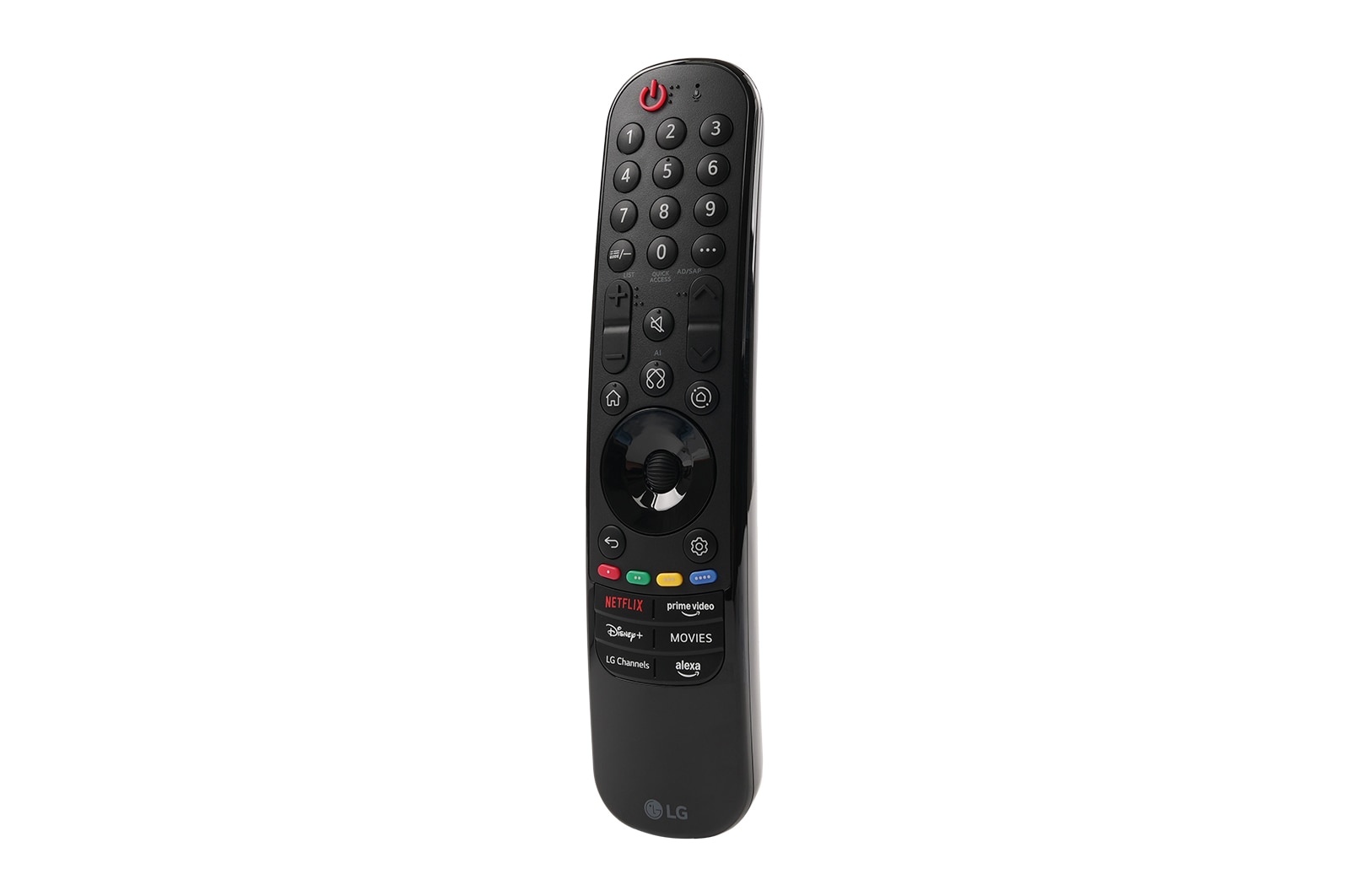 มุมมองด้านหน้าของ รีโมทคอนโทรล Magic Remote สำหรับทีวี LG ซีรี่ส์ 2025 EBX30147203
