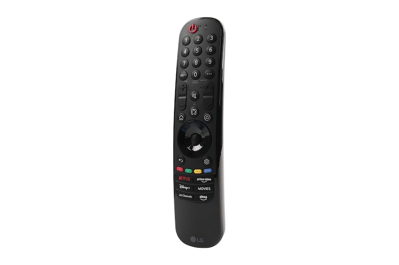มุมมองด้านหน้าของ รีโมทคอนโทรล Magic Remote สำหรับทีวี LG ซีรี่ส์ 2025 EBX30147203