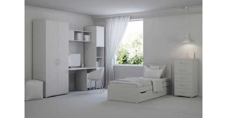 ห้องนอนและเฟอร์นิเจอร์สีขาว