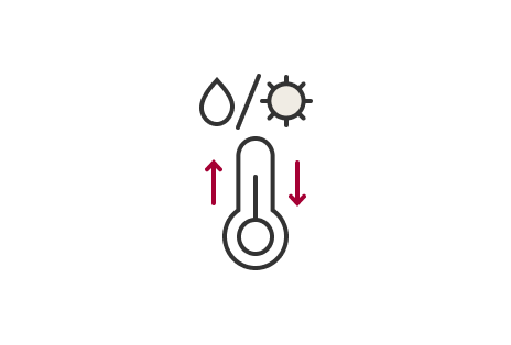 ไอคอนสำหรับการควบคุมแบบ Dual Sensing จะแสดงเป็นเทอร์โมมิเตอร์ที่แยกเป็นสัญลักษณ์หยดน้ำฝนและดวงอาทิตย์พร้อมด้วยลูกศรคู่