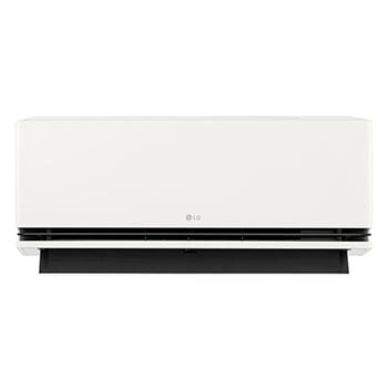 มุมมองด้านหน้าของเครื่องปรับอากาศ LG ที่มีใบพัดด้านล่างเปิดอยู่