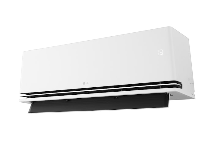 รูปภาพแสดงคุณสมบัติ All Cleaning ของเครื่องปรับอากาศ LG ภาพนี้เน้นให้เห็นถึงขั้นตอนการทำความสะอาดภายใน โดยภาพระยะใกล้แสดงให้เห็นคราบสกปรกและเชื้อโรคที่ถูกกำจัดออกไป ข้อความระบุว่า 'การทำความสะอาดทั้งหมด การบำรุงรักษาทำได้ง่ายด้วย LG ThinQ แม้กระทั่งในบริเวณที่เข้าถึงยาก'
