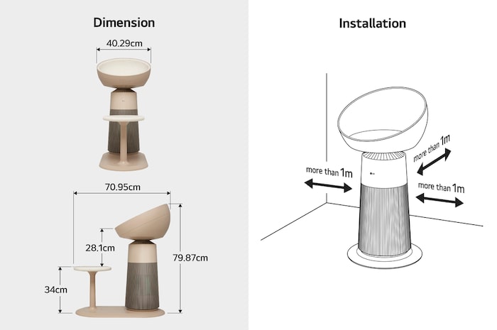 Front view of LG PuriCare™ AeroCatTower Air Purifier
