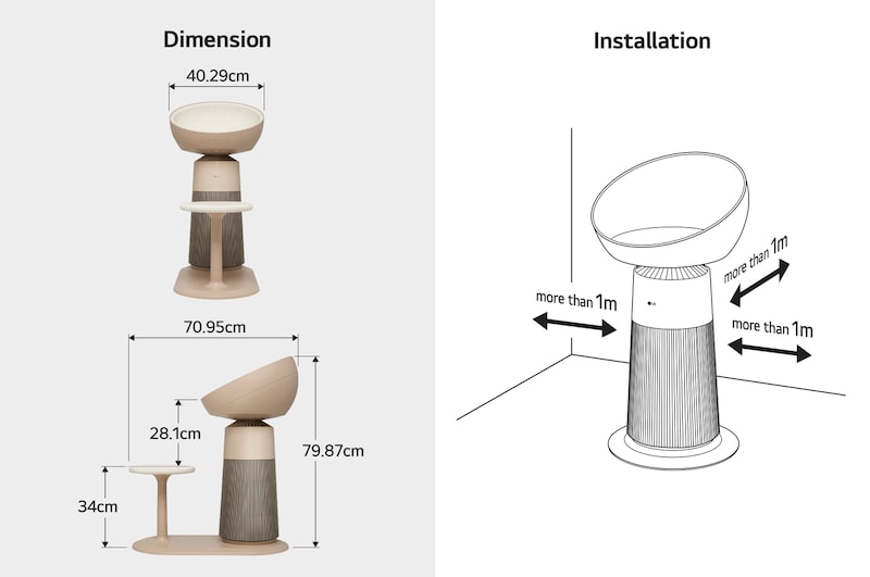 Front view of LG PuriCare™ AeroCatTower Air Purifier