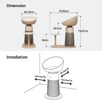 Front view of LG PuriCare™ AeroCatTower Air Purifier