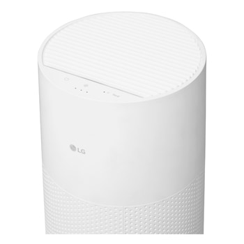 เครื่องฟอกอากาศ LG AeroMini 360˚ สีขาว แสดงภาพรวมผลิตภัณฑ์และดีไซน์ทั้งหมด AS30GGW10