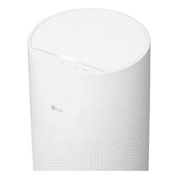 เครื่องฟอกอากาศ LG AeroMini 360˚ สีขาว แสดงภาพรวมผลิตภัณฑ์และดีไซน์ทั้งหมด