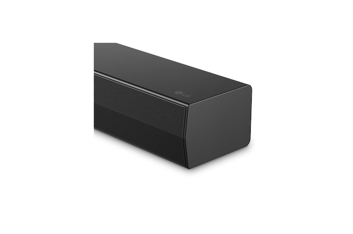 มุมมองด้านหน้าของมุมด้านข้างของ LG Soundbar S40T