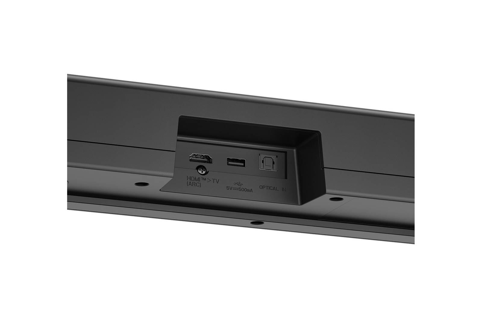 มุมมองมุมของด้านหลังของ LG Soundbar S40T