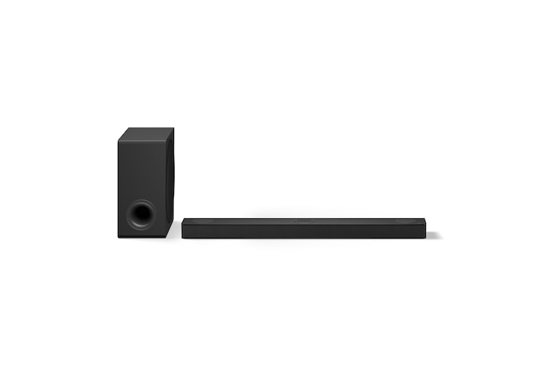 Front view of LG Soundbar S80TY and subwoofer