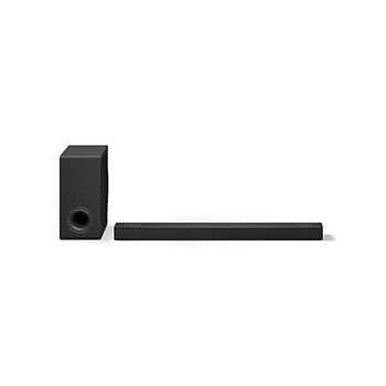 Front view of LG Soundbar S80TY and subwoofer