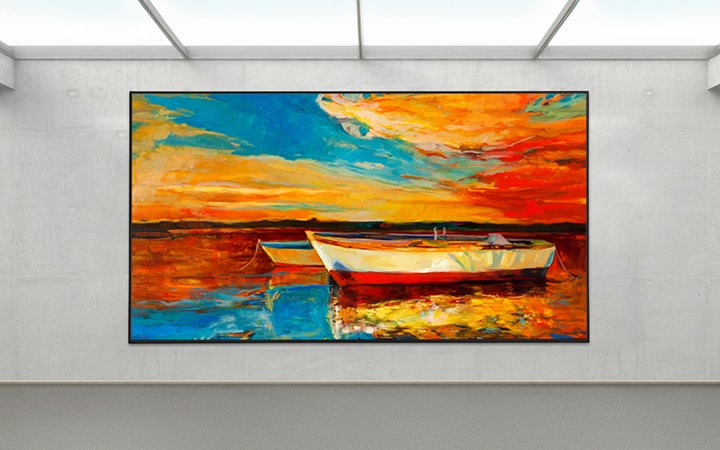 นี่คือภาพของพื้นที่ที่มีการแสดงผลงานศิลปะบนป้ายพร้อมฟีเจอร์ Art Lounge