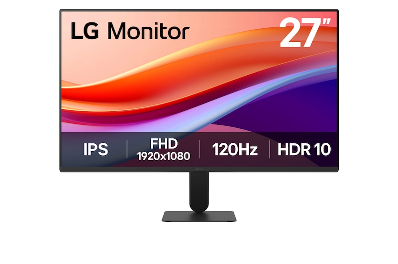 มุมมองด้านหน้าของ จอมอนิเตอร์ 27" IPS Full HD 120Hz ดีไซน์ไร้ขอบ 4 ด้าน HDR 10 1ms MBR 27U411A-B