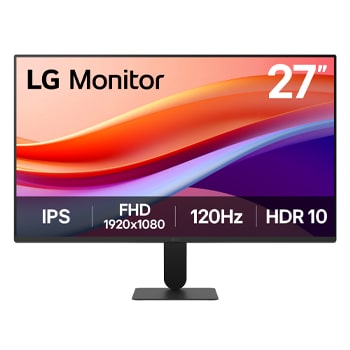 มุมมองด้านหน้าของ จอมอนิเตอร์ 27" IPS Full HD 120Hz ดีไซน์ไร้ขอบ 4 ด้าน HDR 10 1ms MBR 27U411A-B