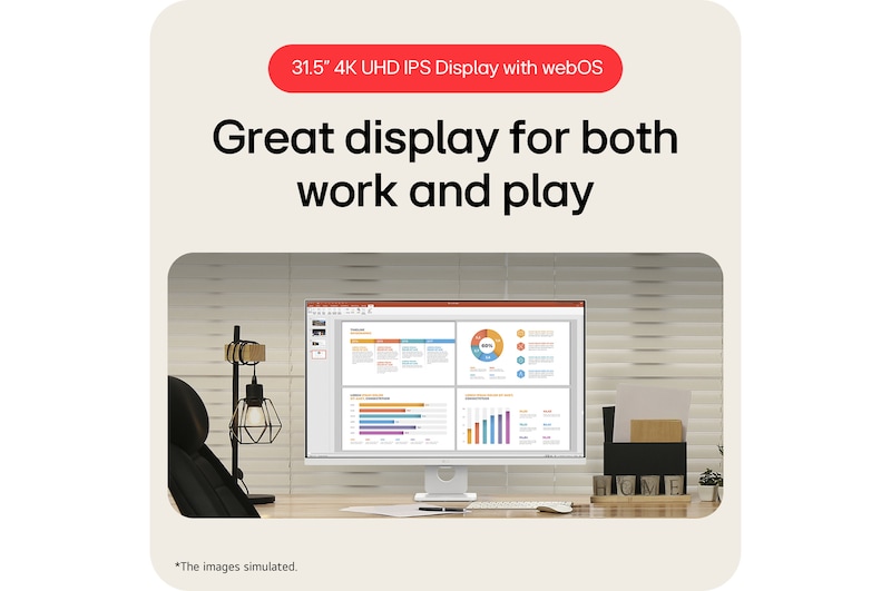 LG Smart Monitor จอ 4K UHD IPS 31.5” พร้อม webOS, 32U731SA-W