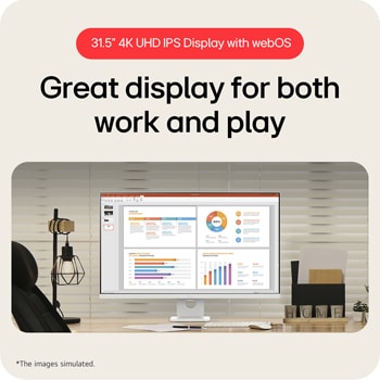 LG Smart Monitor จอ 4K UHD IPS 31.5” พร้อม webOS, 32U731SA-W