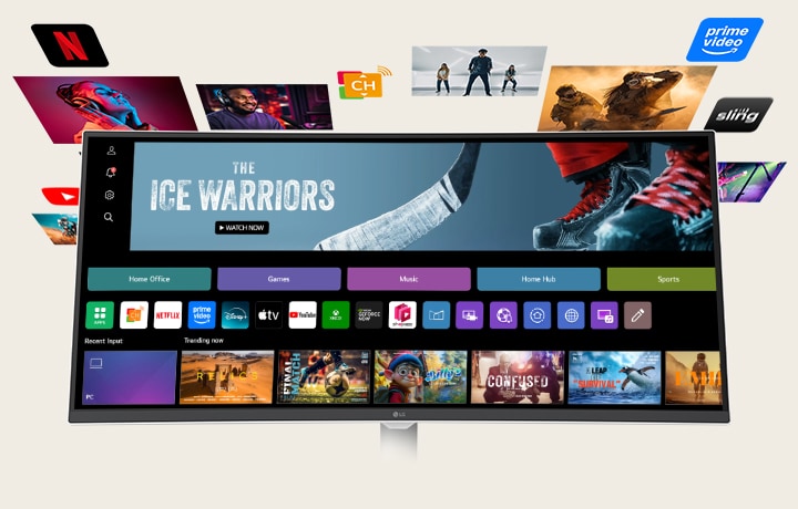 A photo showcasing various content on WebOS.