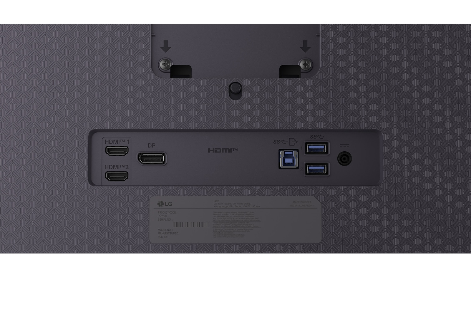 rear close-up view of stand mount of 32GX850A