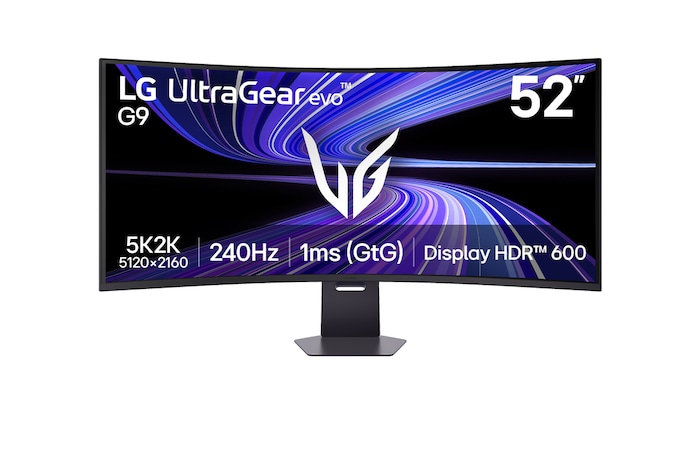 Front view of a 52-inch UltraGear evo G9, 5K2K 240Hz Gaming Monitor (52G930B)