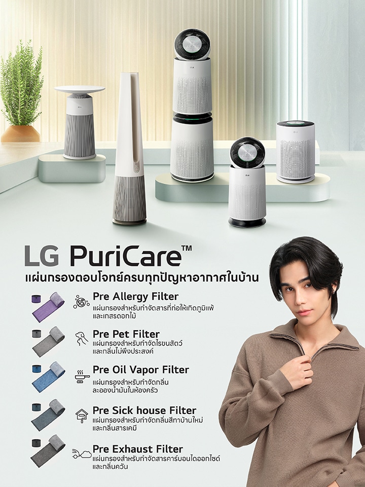 เจฟ ซาเตอร์ และ Filter ชนิดต่าง ๆ ของเครื่องฟอกอากาศ LG PuriCare