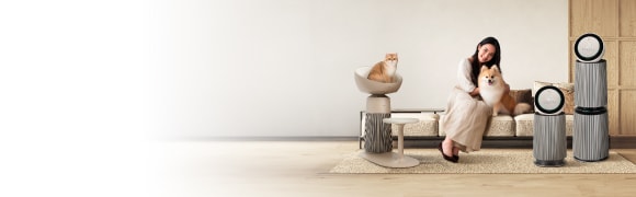 รูปหน้าหมา น้องแมว กับเครื่องฟอกกาศสำหรับสัตว์เลี้ยง LG