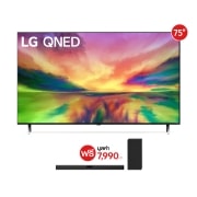 มุมมองด้านหน้าของ 75” TV QNED รุ่น 75QNED80SRA ฟรี Sound Bar รุ่น SN5 75QNED80SRA.SN5