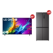มุมมองด้านหน้าของ ทีวี 86” LG QNED รุ่น 86QNED80TSA ฟรี ตู้เย็น Multi-Door รุ่น GC-F20FFBFB 86QNED80TSA.F20