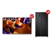มุมมองด้านหน้าของ 65” OLED evo รุ่น OLED65G4PSA ฟรี ตู้เย็น Side-by-Side รุ่น GC-B187JBAM OLED65G4PSA.B187