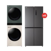 มุมมองด้านหน้าของ Wash Tower รุ่น WT2116SHEG ฟรี ตู้เย็น 2 ประตู รุ่น GC-F20FFBFB WTBG.F20