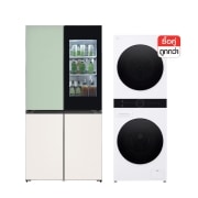 มุมมองด้านหน้าของ ตู้เย็น Instaview รุ่น GR-A24FQSMB ซื้อคู่ Wash Tower รุ่น WT1410NHW XLGR-A24.WTSW