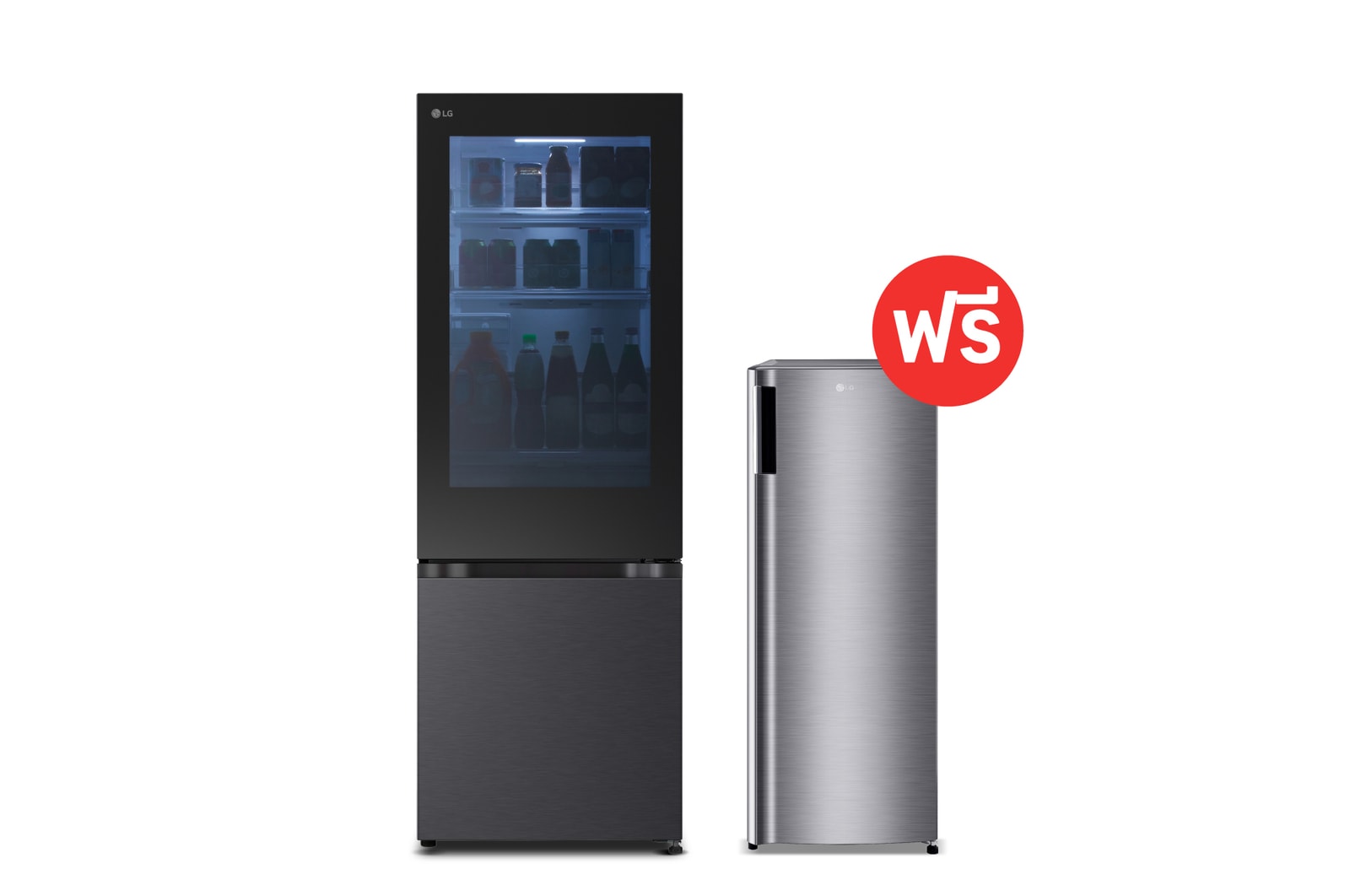 มุมมองด้านหน้าของ  ตู้เย็น 2 ประตู Instaview GN-V389FQEF ฟรี ตู้เย็น GN-Y331SLSR GN-V389FQEF.Y331SLS