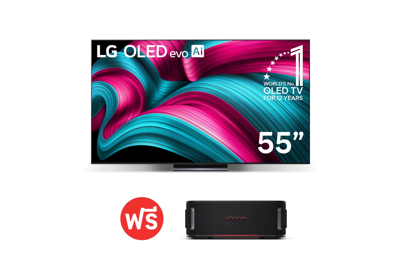 มุมมองด้านหน้า LG OLED evo AI C5Z 4K OLED55C5ZSA ฟรี BOUNCE