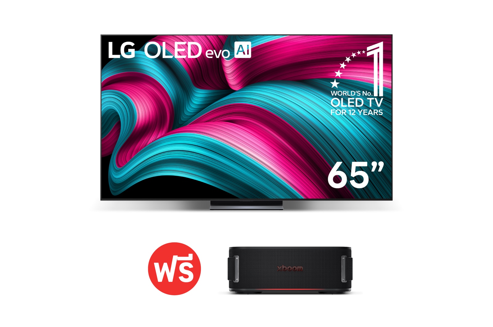 มุมมองด้านหน้า LG OLED evo AI C5 4K Smart TV OLED65C5ZSA ฟรี Bounce